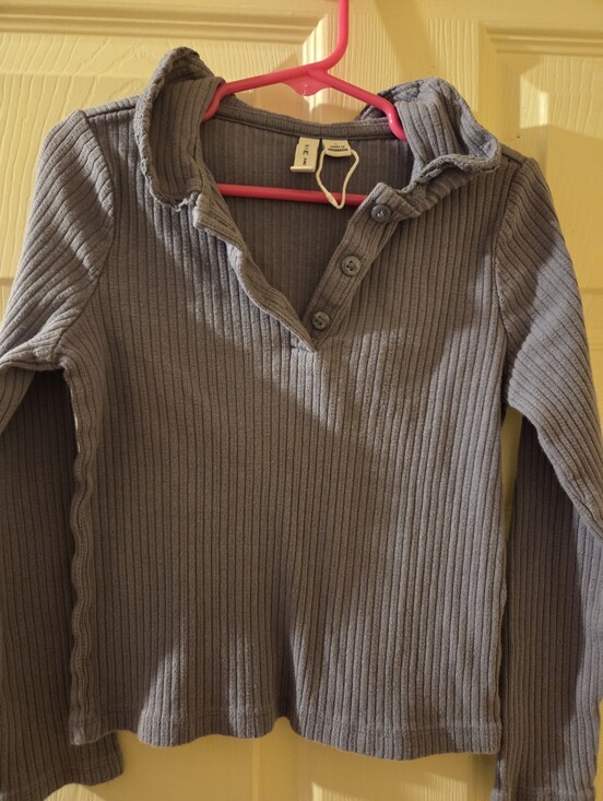 Janie and Jack Other - Janie and Jack Gray Ribbed Long-Sleeve Polo Top